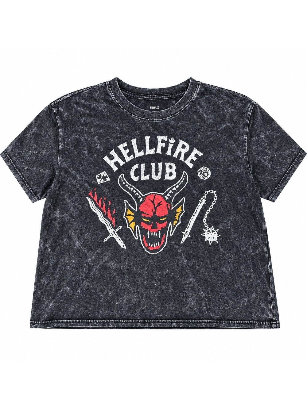 Stranger Things Hellfire Club Halloween Graphic Tee XL Acid Wash Netflix